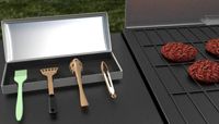 Sani-Q grilling utensils product display with grill