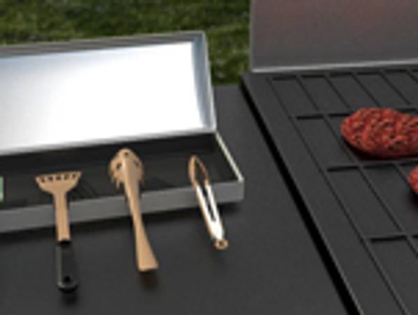 Overhead toolbox with BBQ grilling tools